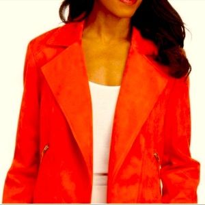 Philosophy Orange Suede Moto Jacket